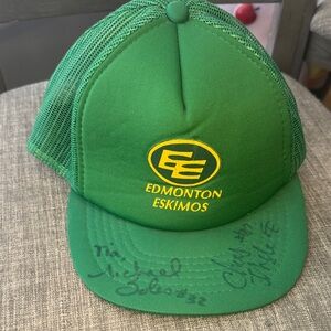 Vintage Signed Edmonton Eskimos Football truckers ball cap